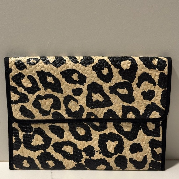 Felix Rey - Rattan Leopard Print Woven Clutch - Picture 1 of 10